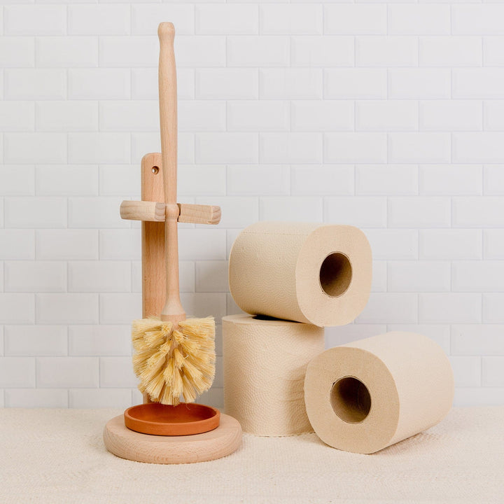 Bamboo Toilet Bowl Brush Cleaner and Stand Bathroom Cleaning Tools