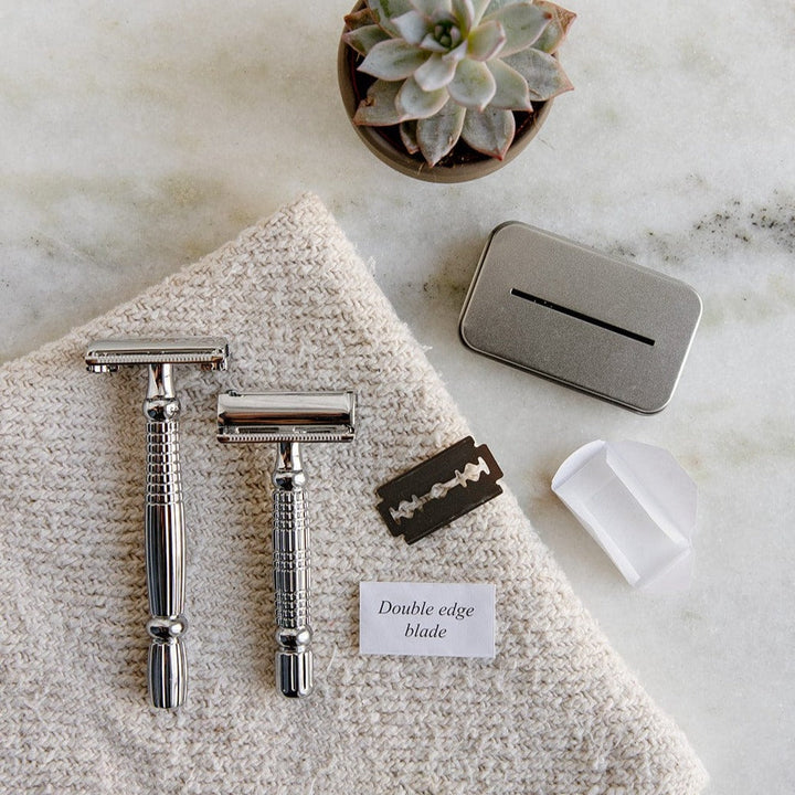 Zero Waste Safety Razor - Sustainable Razor - Single Blade, 10 Free Bl ...